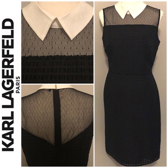 Karl Lagerfeld Dresses & Skirts - Karl Lagerfeld Classic Black w/ White Collar Dress